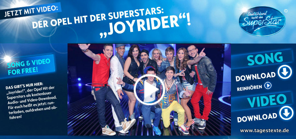 DSDS 2012: Top10-Song „Joyrider“ gratis downloaden!