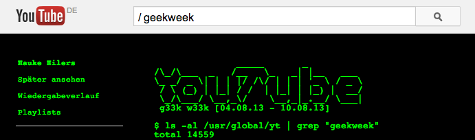 Easteregg von YouTube zur Geek-Week
