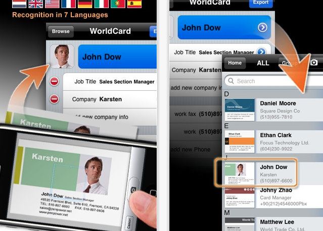 [iPhone App] Mit World Card Mobile können Visitenkarten komfortabel ins iPhone eingelesen werden